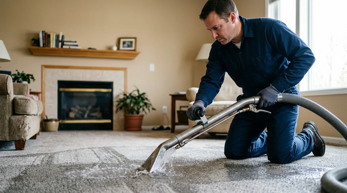Water damage restoration technician working near Leonard, TX